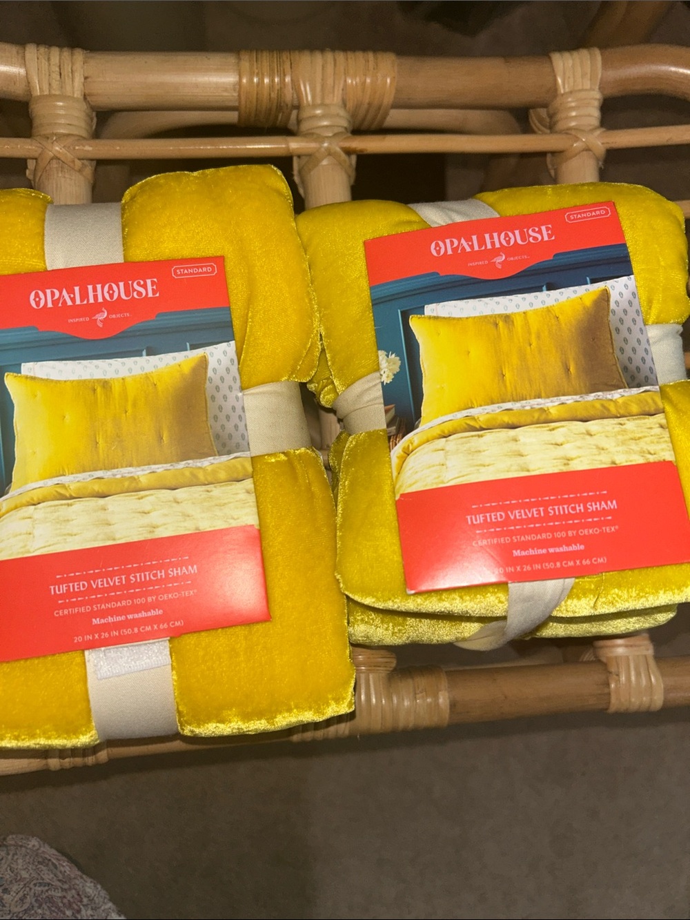 Opalhouse Vibrant Yellow Tufted Velvet Stitch Sham Pair